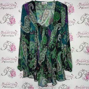 Lady Dutch high society top long sleeve mesh paisley boho bubble cuff sleeve